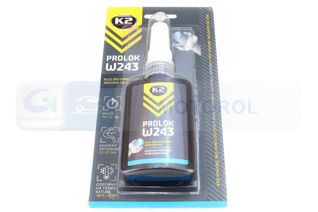 Ilustracja K2 W22435 K2 KLEJ DO GWINTÓW NIEBIESKI ŚREDNIA SIŁA 250 ML